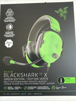 New - Razer BlackShark V2 X Gaming Headset  Green Multi Platform Wired 3.5mm