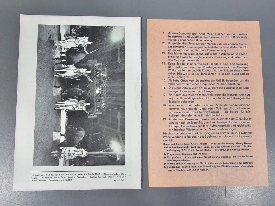 Altes original Programmheft Prospekt Zirkus BUSCH 1973 DDR Staatszirkus - Bild 2 von 2