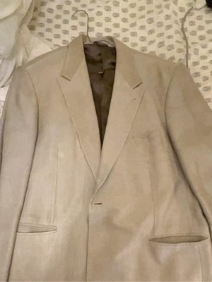Giorgio Armani Men's 50 Herringbone Tweed Silk Wool Blazer Cupro Lined Italy