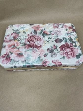 Vintage Clamshell Travel Jewerly Box W Mirror Floral Tapestry Cottagecore 