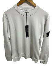 Stone Island Mens White Crew neck Jumper Sweatshirt Medium 100% Cotton 