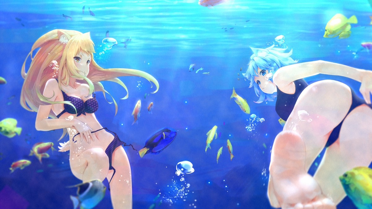 Anime girls underwater bikini onepiece swimsuit wardrobe Custom