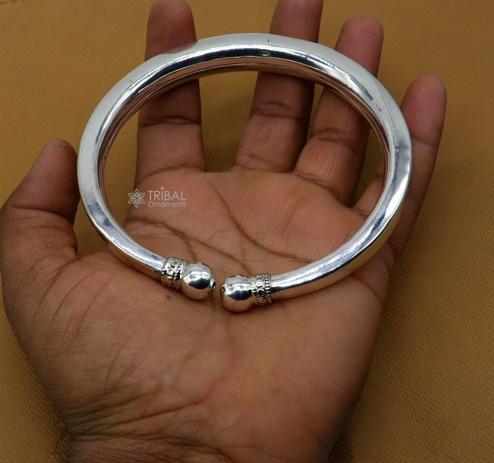 925 sterling silver handmade plain shiny design foot bracelet ankle kada nsfk111 - Image 4 of 4