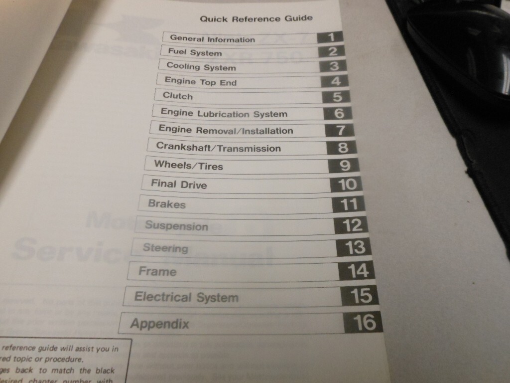 r  Kawasaki Factory Motorcycle Service Manual 89 Ninja ZX-7 ZXR