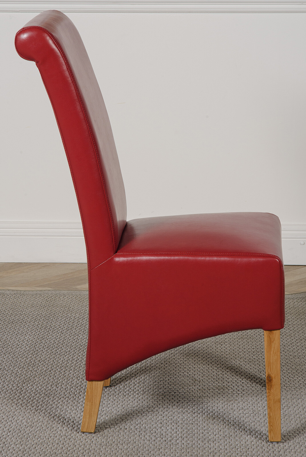 Montana Burgundy Leather Dining Chairs Scroll Top Dining Chairs with