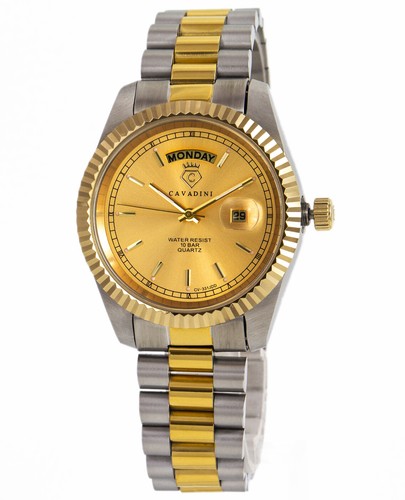 CAVADINI Herrenuhr LEONARDO massiv Edelstahl Tag-Datum-Anzeige Lupe CV-331JDD - Bild 8 von 12