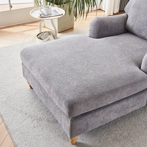 Modern Oversized Chaise Lounge Couches Sleeper Sofa Armchairs w/Wood Legs-Gray - Picture 7 of 22