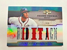 FREDDIE FREEMAN 2014 Topps Triple Threads Relics SAPPHIRE 3-COLOR PATCH #3/3