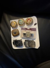 Vintage 7 Boy Scouts of America. 4 Neckerchief Slides 2 Belt Buckles 1 Pin BSA