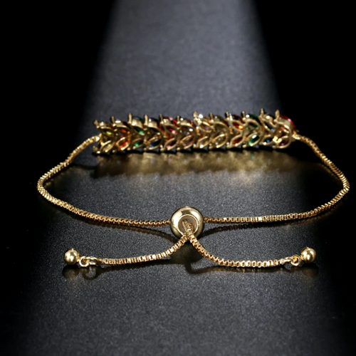 Brazalete Tenis Bolo Multicolor Chapado en Oro 18k Hecho con Piedras de Cristal Swarovski - Imagen 8 de 10