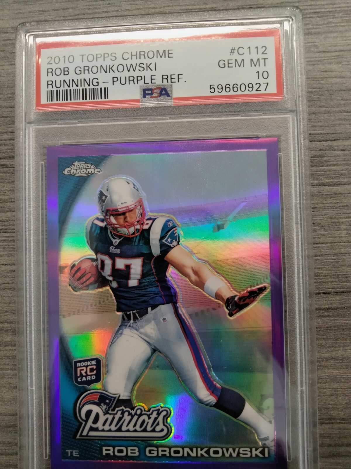 Rob Gronkowski 2010 Topps Chrome Purple Refractor Rookie Card 495/555 PSA 10