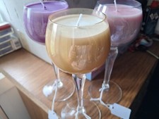 Handmade Tall Wine Glass Candle set of 3 (different coloured)