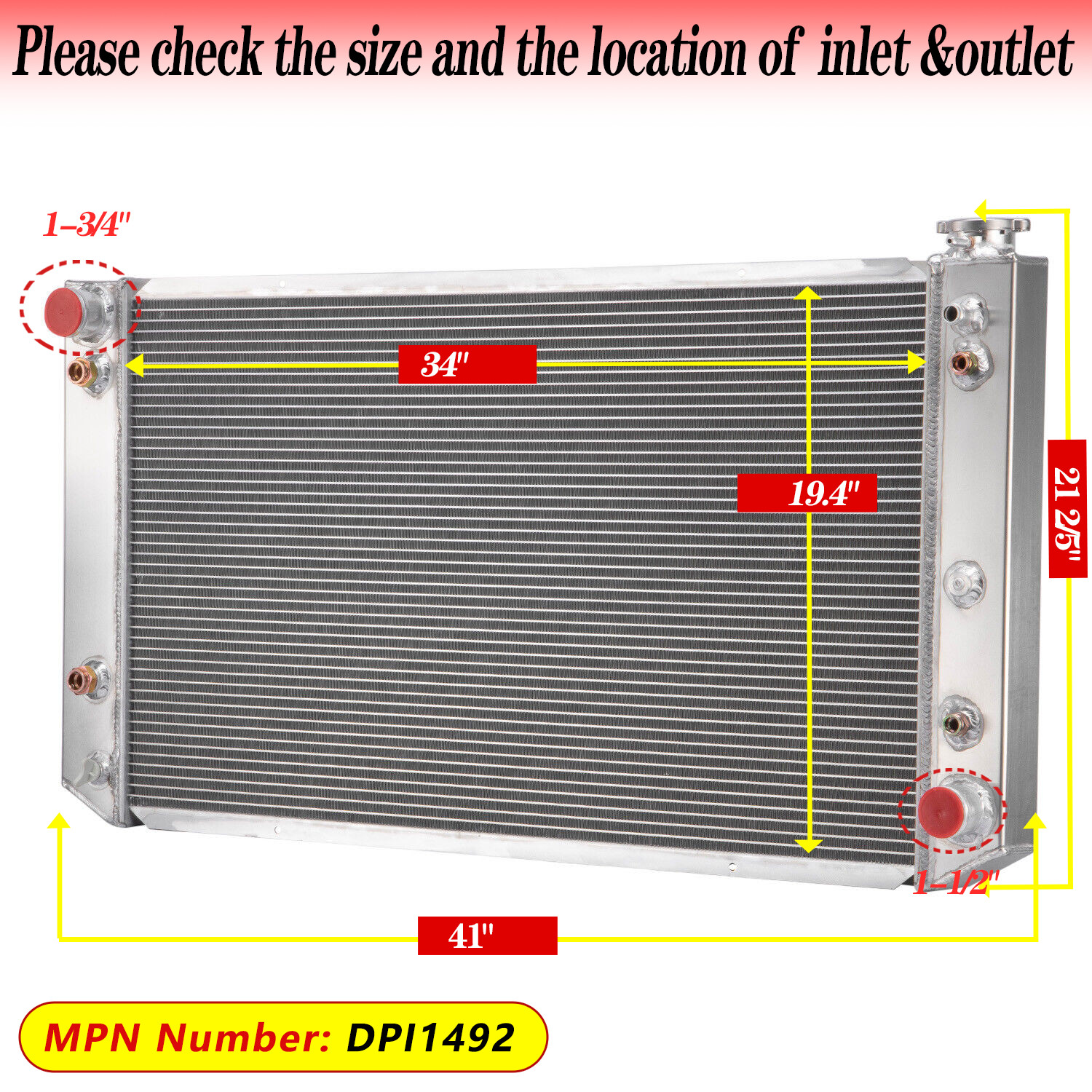 4 Rows Radiator Fits 92 93 Chevy/GMC C2500 C3500 K2500 K3500 6.5L V8 Diesel AT