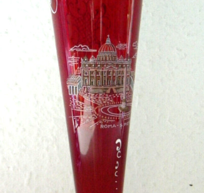 Vintage Andenken Glas Italien Roma S.Pietro  mit Emailmalerei 50s Vitrinenobjekt