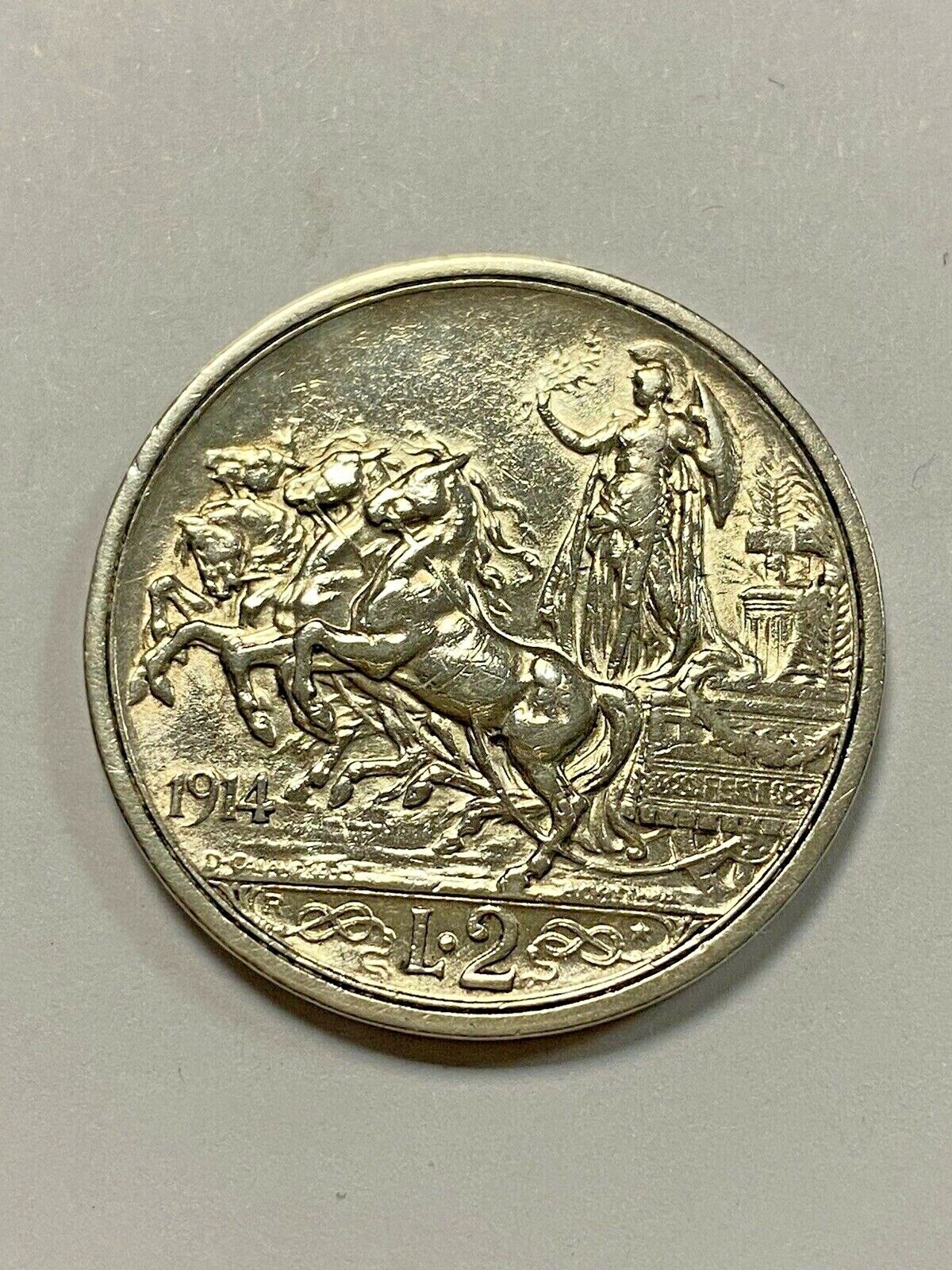 Italy - 1914 - 2 LIRE Silver Coin