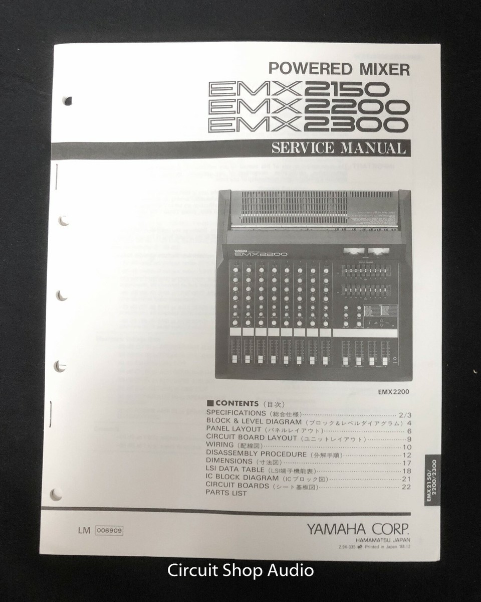 Original Yamaha / EMX 2150 2200 2300 Powered Mixer / Service