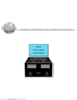 Bedienungsanleitung-Owner's Manual für McIntosh MC 312 