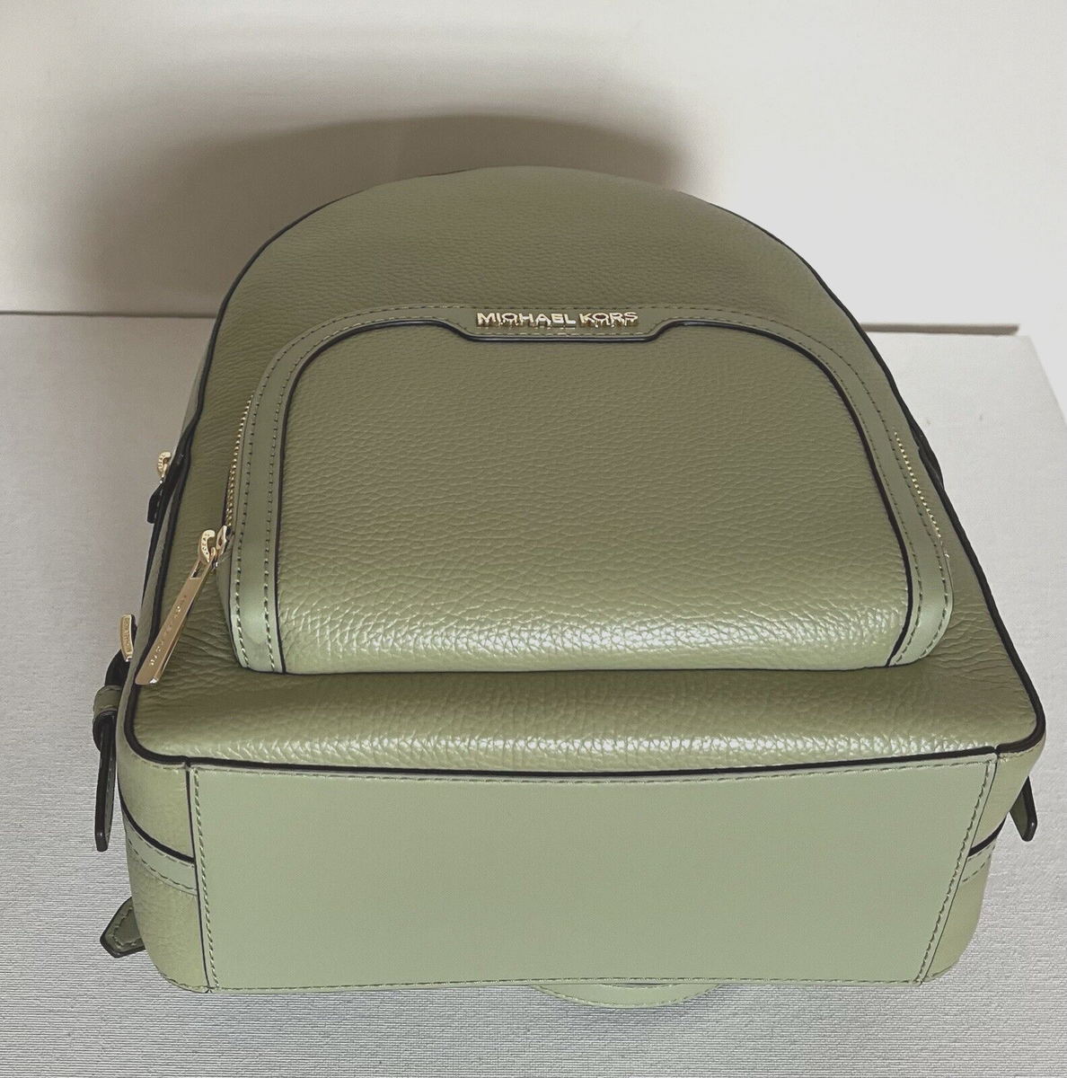 NWT Michael Michael Kors Jaycee mid zip pocket light sage green leather backpack MICHAEL KORS JAYCEE MEDIUM ZIP POCKET LEATHER BACKPACK LIGHT  main image 2