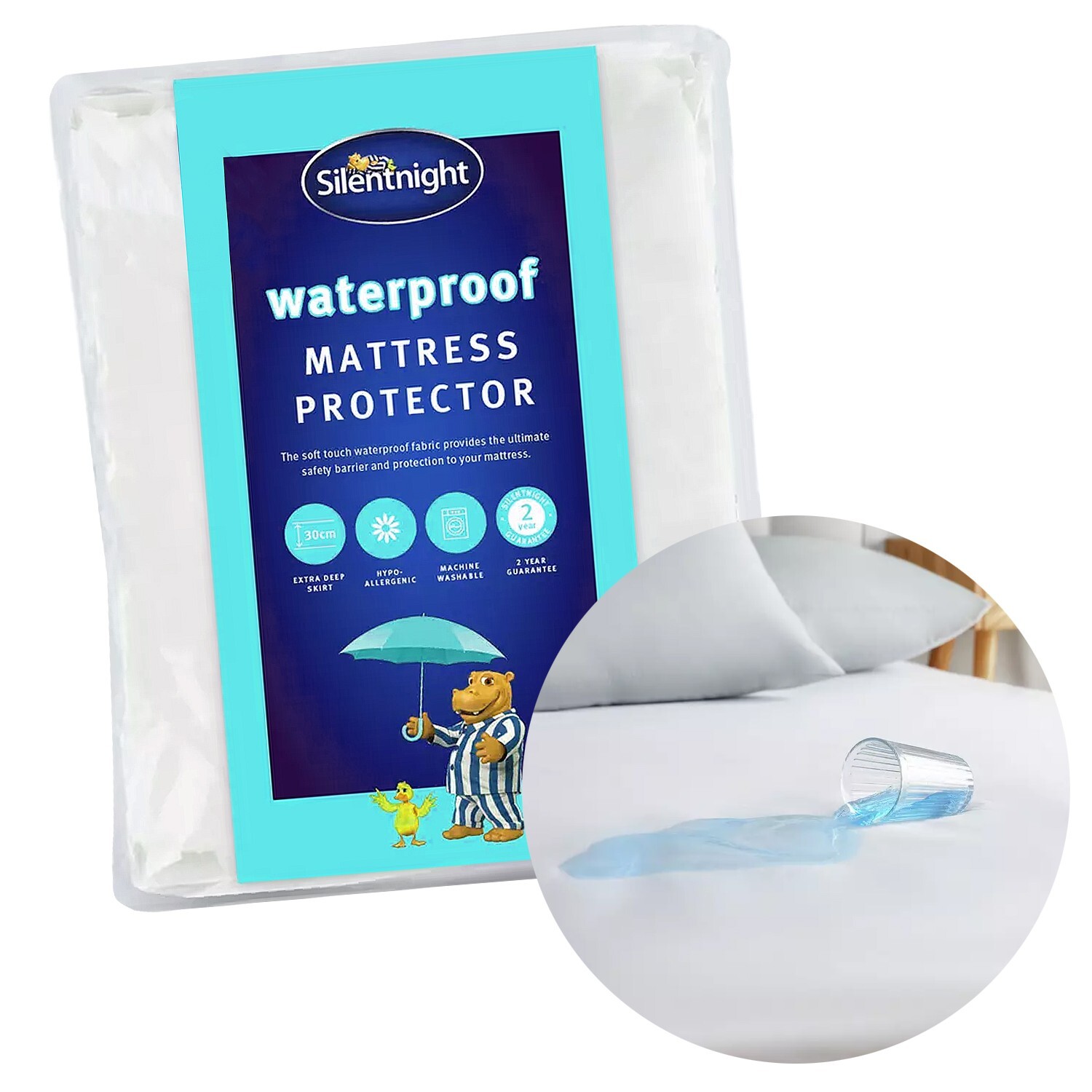 Double Bed Waterproof Mattress Protector Silentnight Fitted Sheet Non