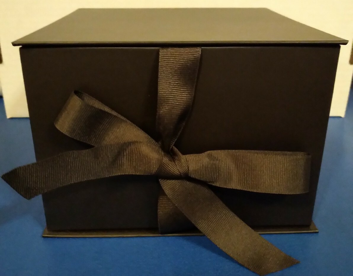 Hallmark Gift Box Black With Ribbon And Shredded Paper 