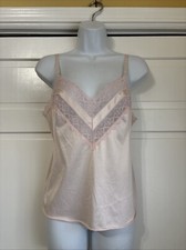 Vintage Pink Camisole Lingerie Top w/ Lace Adj Straps USA Size 34