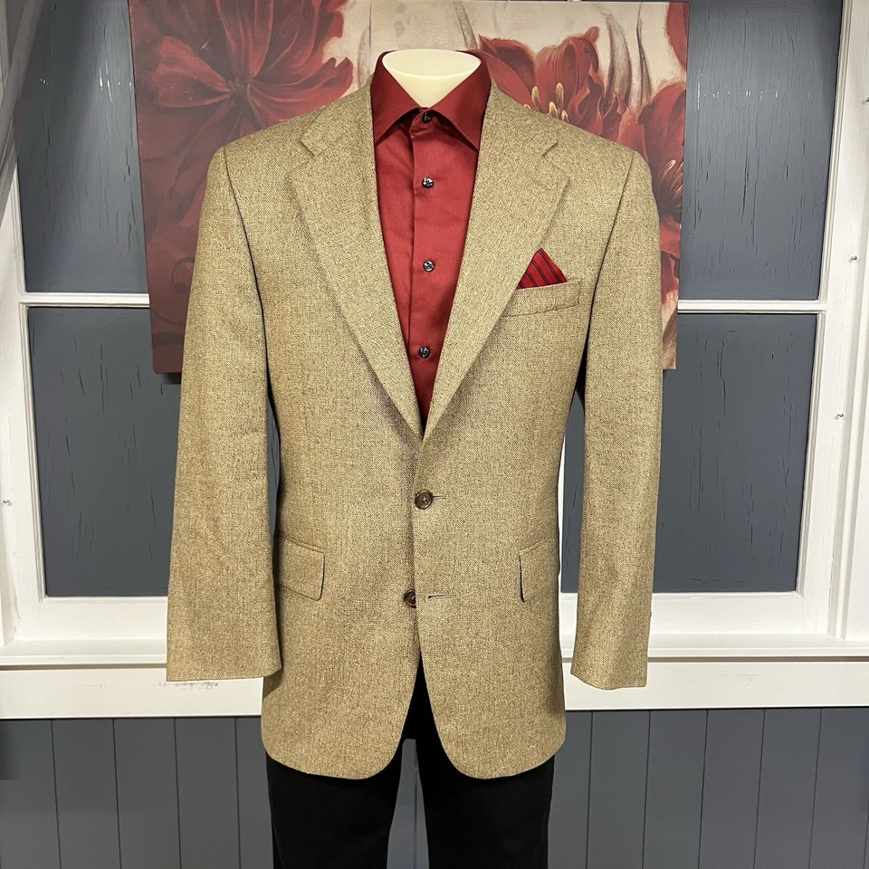 Vintage Chaps Ralph Lauren Sport Coat 3 Button Jacket Mens 41R Silk Wool Hopsack - Image 2 of 4