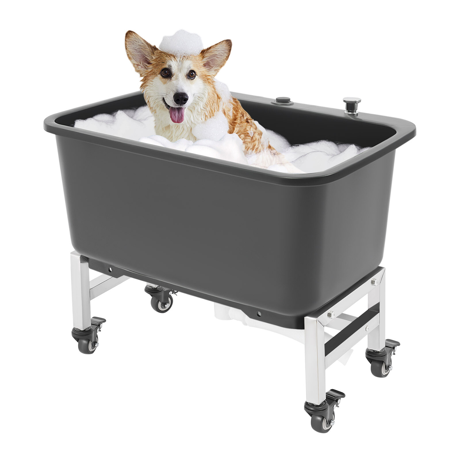 12 Gal Large Mop Bucket W/4 Wheels Drain Hose Plastic Wet Floor Cleaning Buckets