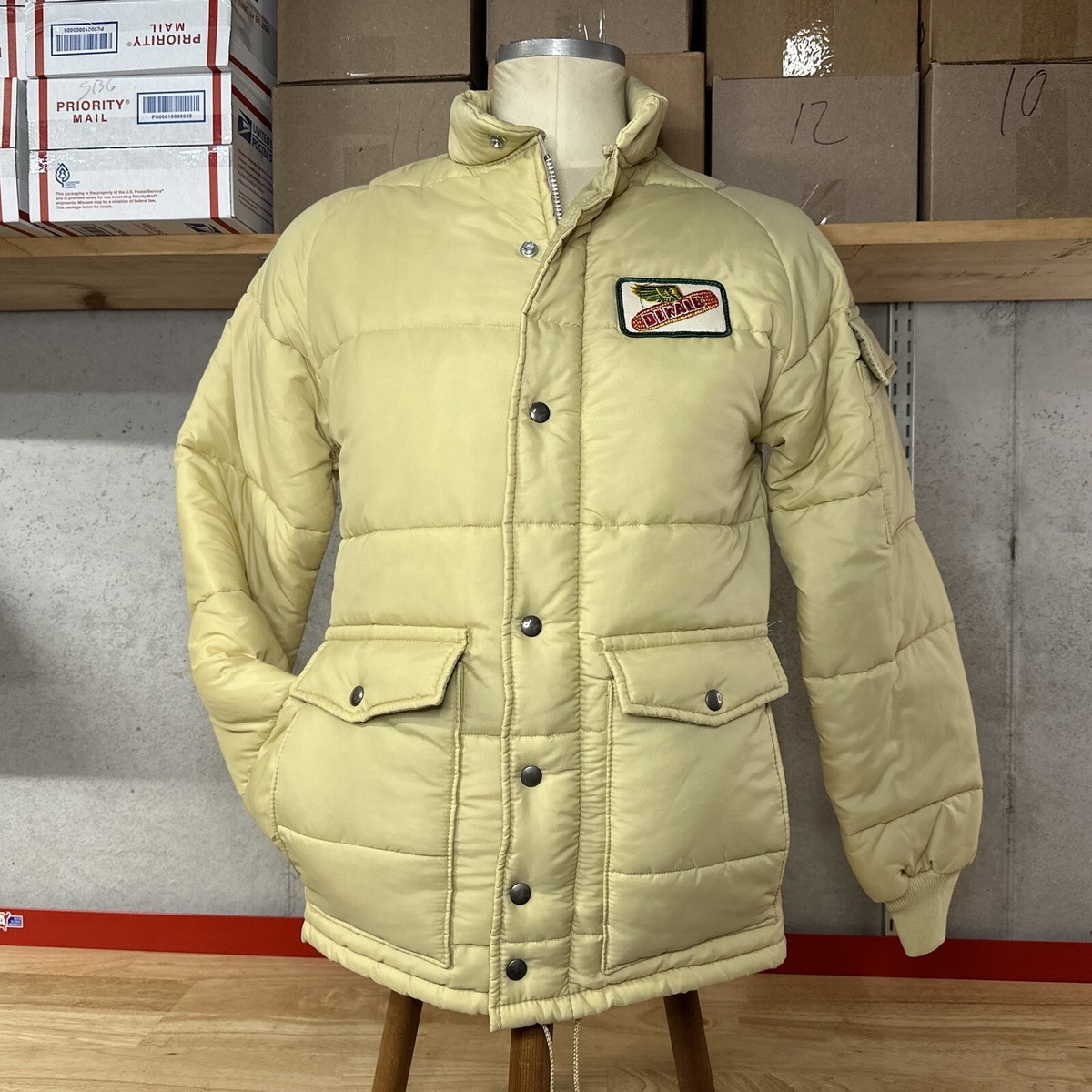 Vtg Trojan Pfizer Genetics Puffer Jacket Made In USA Size Small  