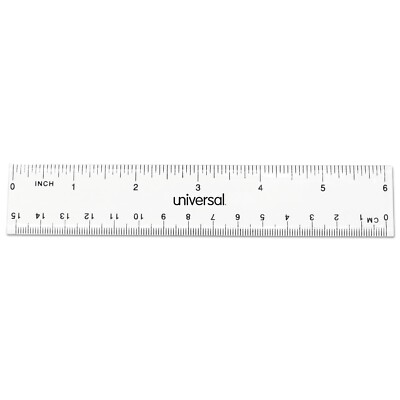 Universal Clear Plastic Ruler, Standard/Metric, 6