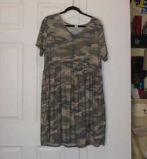 Camo Short Sleeve Dress Heimish Ruffle Sleeve Tunic Size 2XL NWOT 