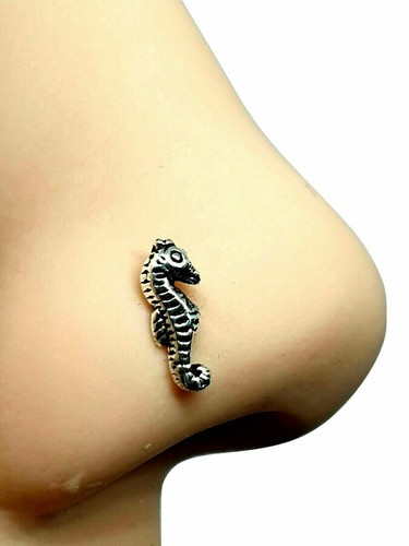 Pez nariz de caballito de mar 22 g (0,6 mm) 925 plata esterlina L poste flexi... - Imagen 15 de 19