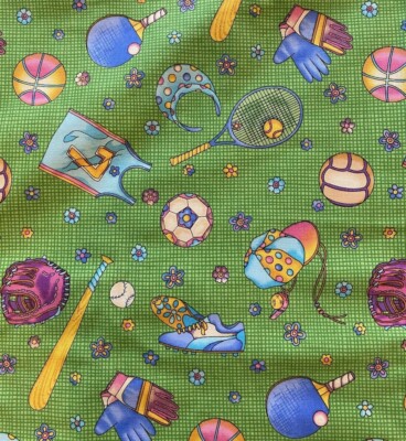 Hoffman California JOCKS ROCK Fabric Sports Tennis Baseball Soccer BTY 44  W