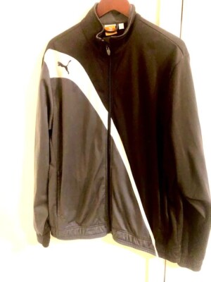 Puma XL Track Jacket Black, white, & Gray w/ Logo