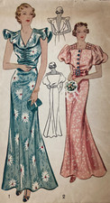 Original 1930s Simplicity Sewing Pattern 2030 Evening Dress Unprinted Size 16
