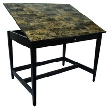Alvin & Co. 36" x 48" Vanguard Drawing Table with Marble Look Top 33.5" Height