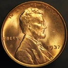 1937  LINCOLN CENT BU FRESH FROM ORIGINAL ROLL-LOT 443