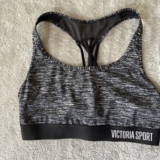 Victoria's Secret Sport Black Gray Strappy Lightweight Wireless Sport Bra VS