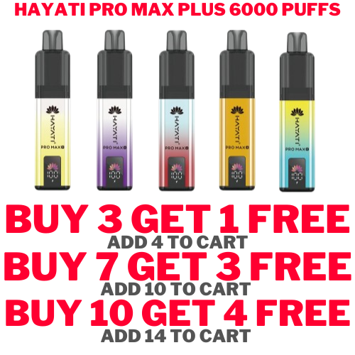 Hayati Pro Max Plus 6000 Puffs Rechargeable Reusable Vape Kit Prefilled Pod  20mg