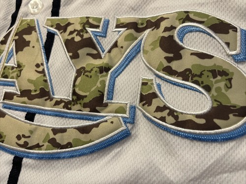 MAJESTIC Tampa Bay Rays Evan Longoria #3 Jersey White Camo Memorial Day SIZE 54 - Picture 7 of 18