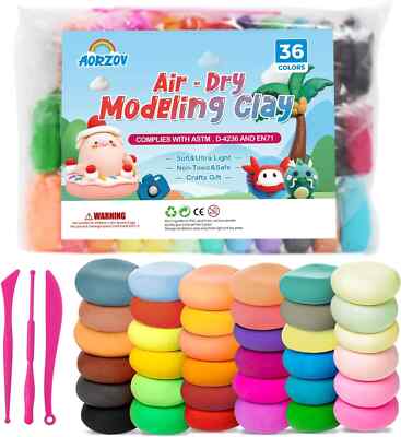 36 Colors Air Dry Clay for Kids, Modeling Clay Kit, Magic Foam DIY Clay with 3 .