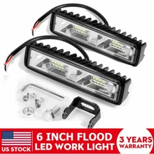 2X LED Work Lights 6 Inch 48W 12V Driving Strip Flood Beam light Bar SUV Offroad