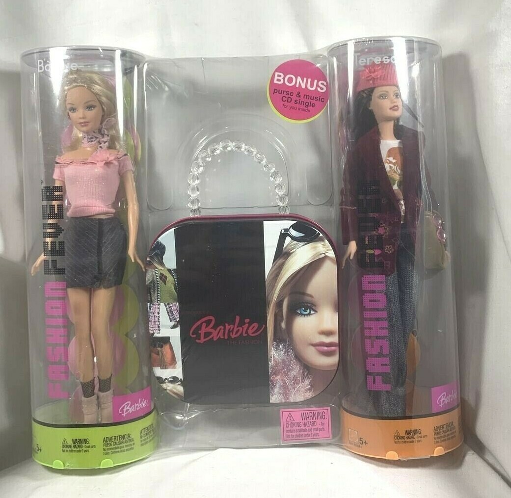 2004 FASHION FEVER BARBIE & TERESA GIFT SET BONUS PURSE & MUSIC CD