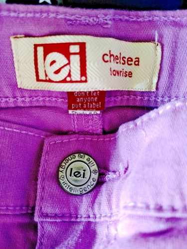 l.e.i. Jean Bermuda Shorts Chelsea Lowrise Adjustable Waist Lavender Sz 8 #12120 - Picture 3 of 4