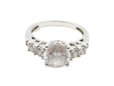 925 Silver Vintage Cubic Zirconia Solitaire With Accents Ring Sz 6 RG19278