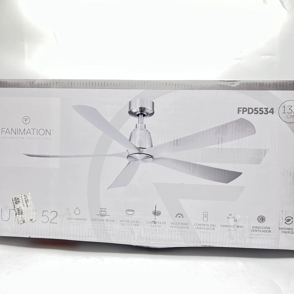 FANIMATIO 52'' Indoor/Outd. Ceiling Fan with Grey Weathered Wood Blades & Remote - Image 3 of 4