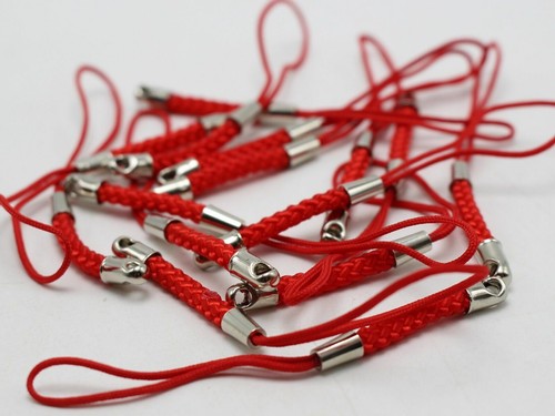 50 Red Braided Strap Lariat Lanyard Cords Mobile Cell Phone Dangle - Photo 4 sur 6