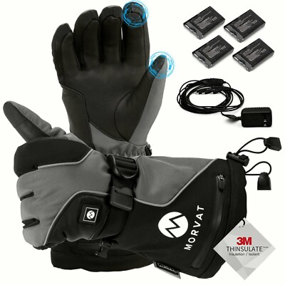 Morvat 16+ Hour Charge Men/Women Rechargeable Battery Electric Heated Gloves
