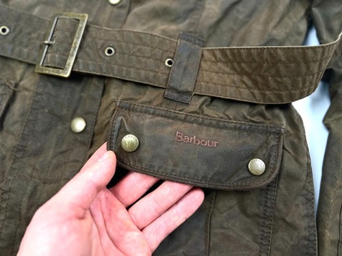 Auth Women's Barbour Belted Utility Brown Waxed Cotton Jacket - UK12 US8 EU38 - Picture 14 of 17