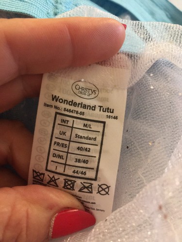 Wonderland 5 Layered Tutu Adult Standard M/L Turquoise /White, Card Suit Details - Picture 6 of 8