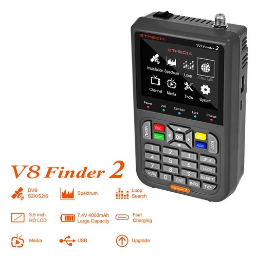 DVB-S2/S2X Satelliten Finder Digital Sat Finder Signal Meter profi 3,5" LCD 7.4V - Picture 11 of 12